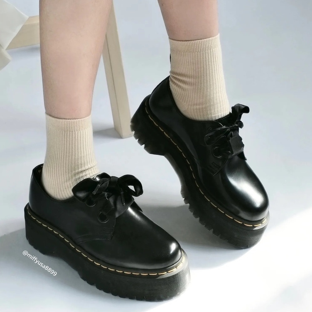 Dr. Martens Holly Quad Black Platform Oxfords